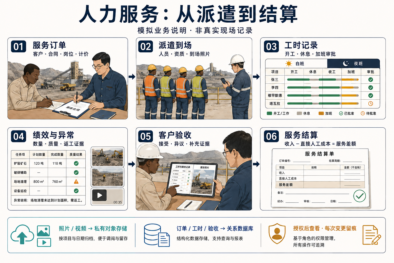 人员服务从订单到结算锁定的二维闭环示意图